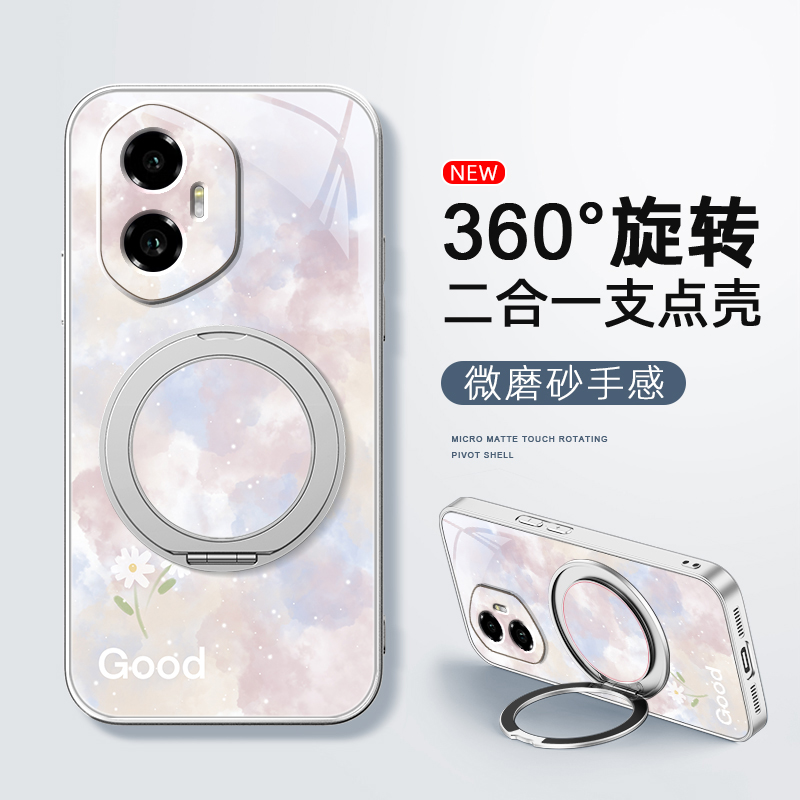 雏菊晕染适用荣耀400手机壳华为300ultra/200/100pro新款90gt磁吸支架旋转80/70/60se/power磨砂女卡通可爱