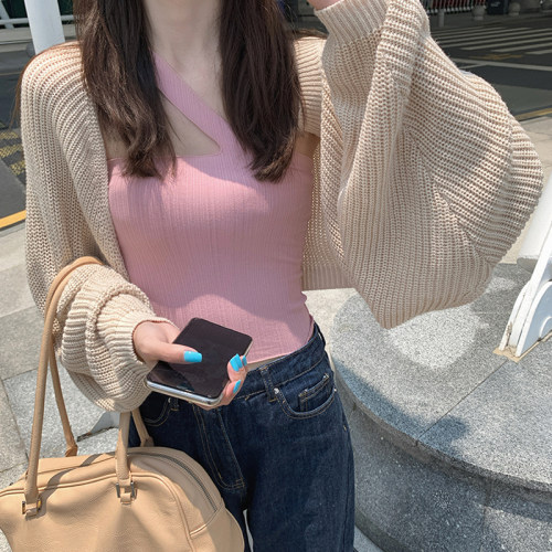 法式针织开衫外套女春秋短款设计感毛衣披肩罩衫外搭坎肩百搭上衣
