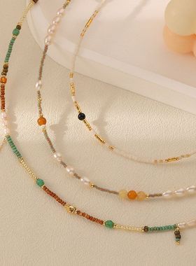 小米珠淡水珍珠叠戴百搭项链女