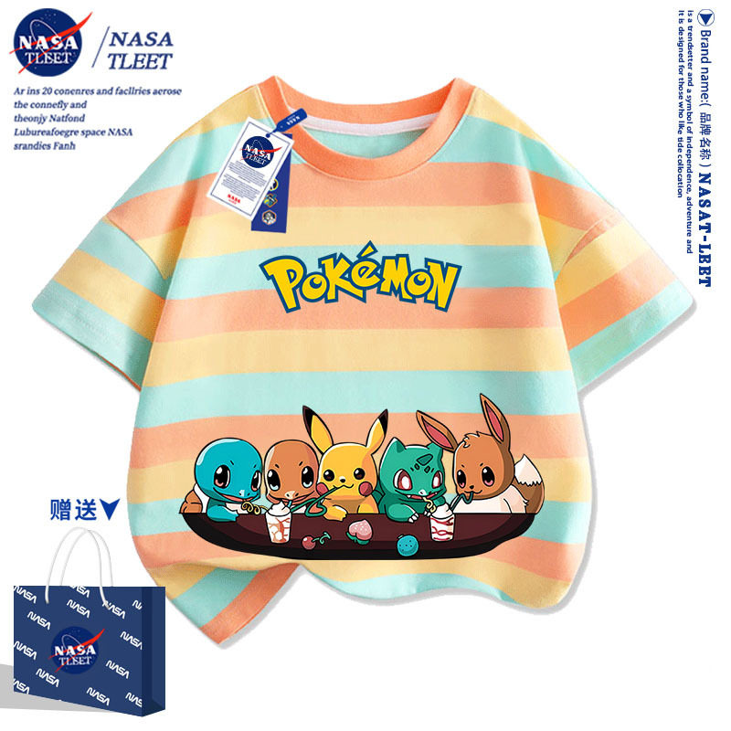 NASA联名男童t恤短袖皮卡丘T恤