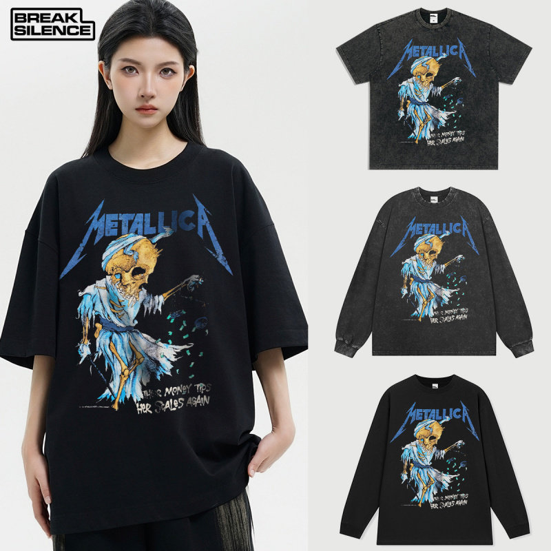 贾斯丁比伯同款 Megadeth 美式摇滚乐队vintage短袖t恤跨境纯棉潮