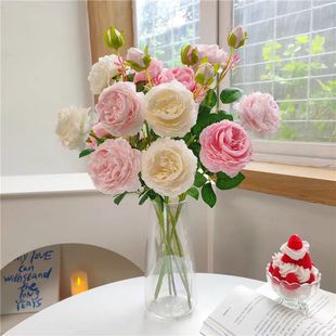 玫瑰仿真假花客厅装饰绢花卉摆设餐桌干花摆件轻奢高端高级仿生花