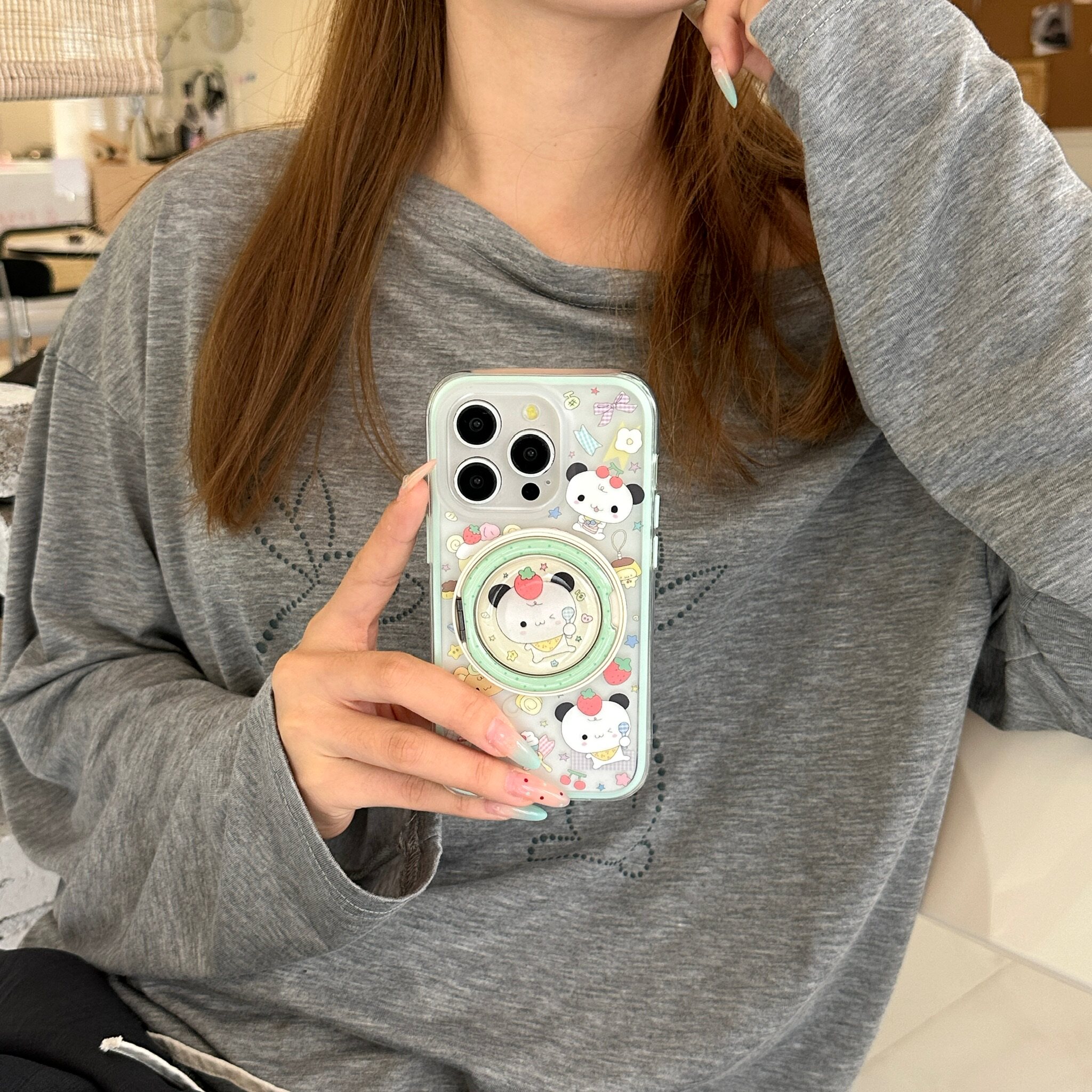 新款满屏可爱卡通草莓小熊二合一磁吸适用15pro苹果16promax手机壳iphone15pro/14女360旋转支架13双层全包套