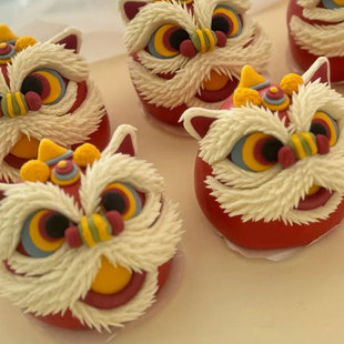 醒狮花馍馒头面点面食花馍馍胶东花饽饽醒狮造型生日周岁花馍馍