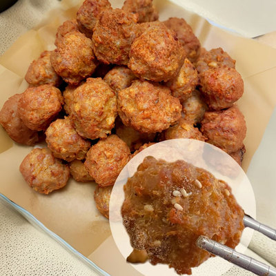 【加热即食】干炸肉丸山东特产冷冻新鲜瘦肉丸加热即食露营半斤装