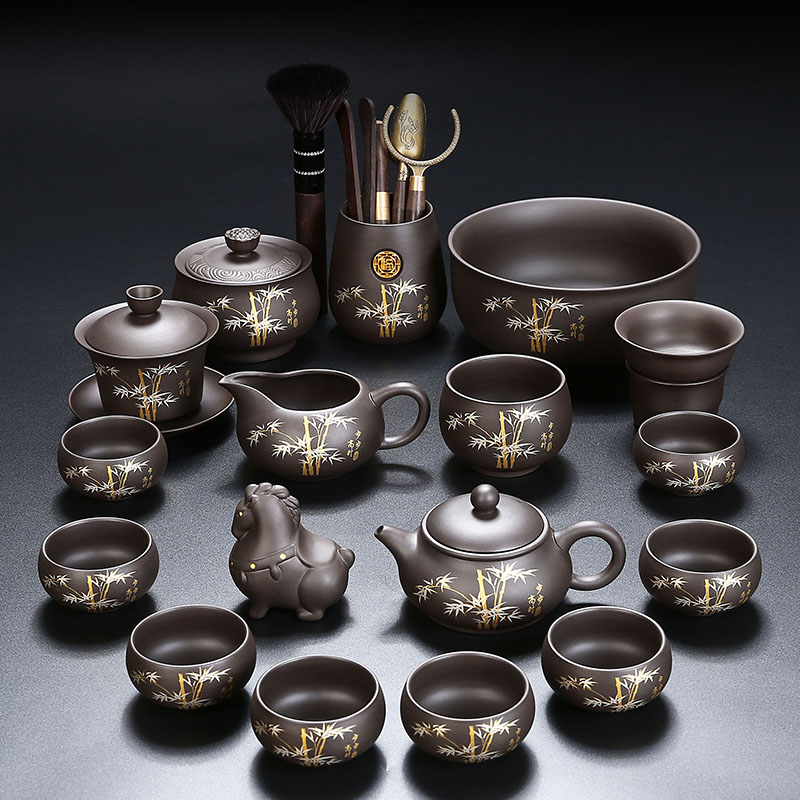 紫砂明炉壶茶具套装家用办公轻奢高档防烫整套功夫泡茶壶茶杯茶洗