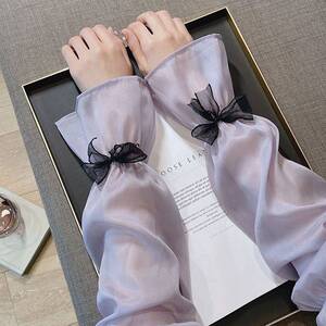 2025年新款仙女风夏季冰袖防晒手袖女宽松优雅蝴蝶结喇叭假袖套