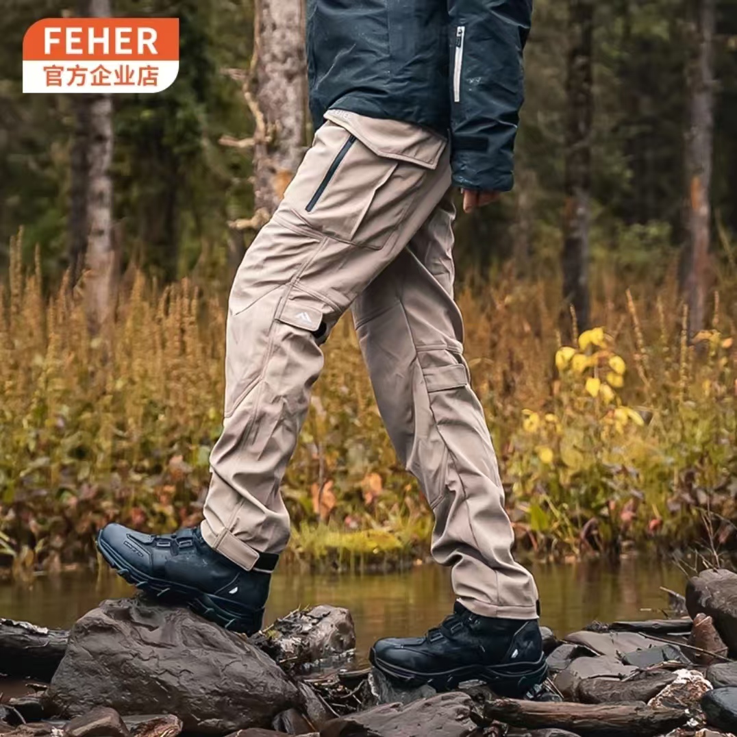 FEHER摩托车通勤骑行裤机车裤男休闲赛车服防摔工装直筒裤防水黑