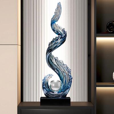 新品玄摆件风生水起轻奢档大客厅入户高级进门入关门厅竖高装饰品