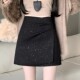 亮片高腰A字毛呢短裙女2025新款 秋冬显瘦A字休闲小个子包臀半身裙
