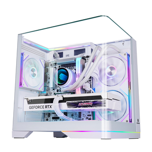 玩嘉问界MINI白曲面玻璃海景房机箱电脑MATX/240水冷/ARGB灯条