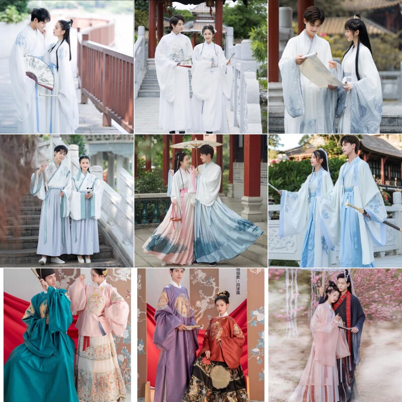 出租情侣汉服武侠古风书生男女毕业季运动会开幕式演出服全套租赁
