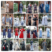 出租汉服古装 男武侠魏晋唐宋制帅气书生春秋团体运动会演出服租赁