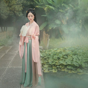 出租汉服女风红色古装齐胸襦裙飘逸清新淡雅仙女裙秋装汉服女租赁