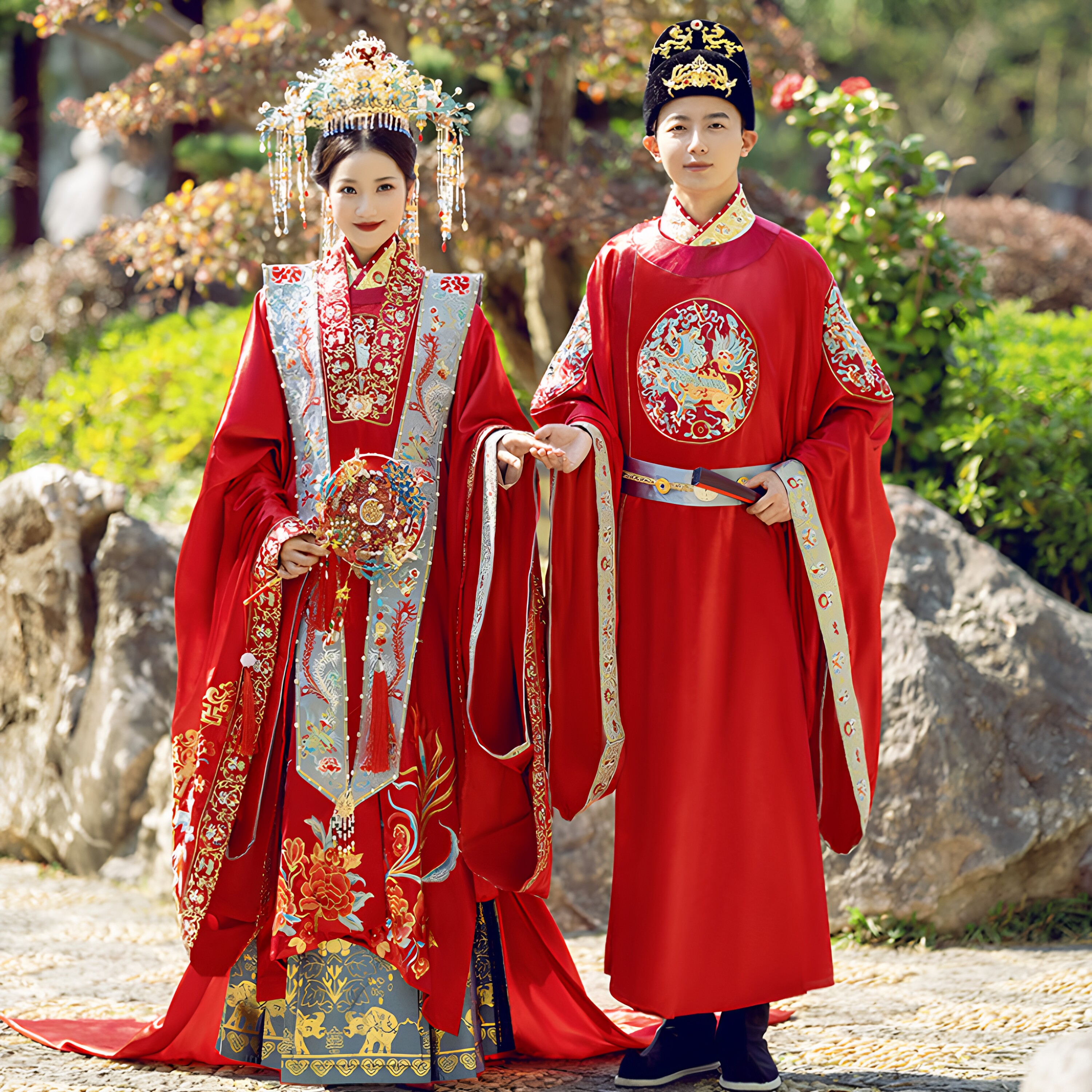 中式汉服婚服重工刺绣租赁套装