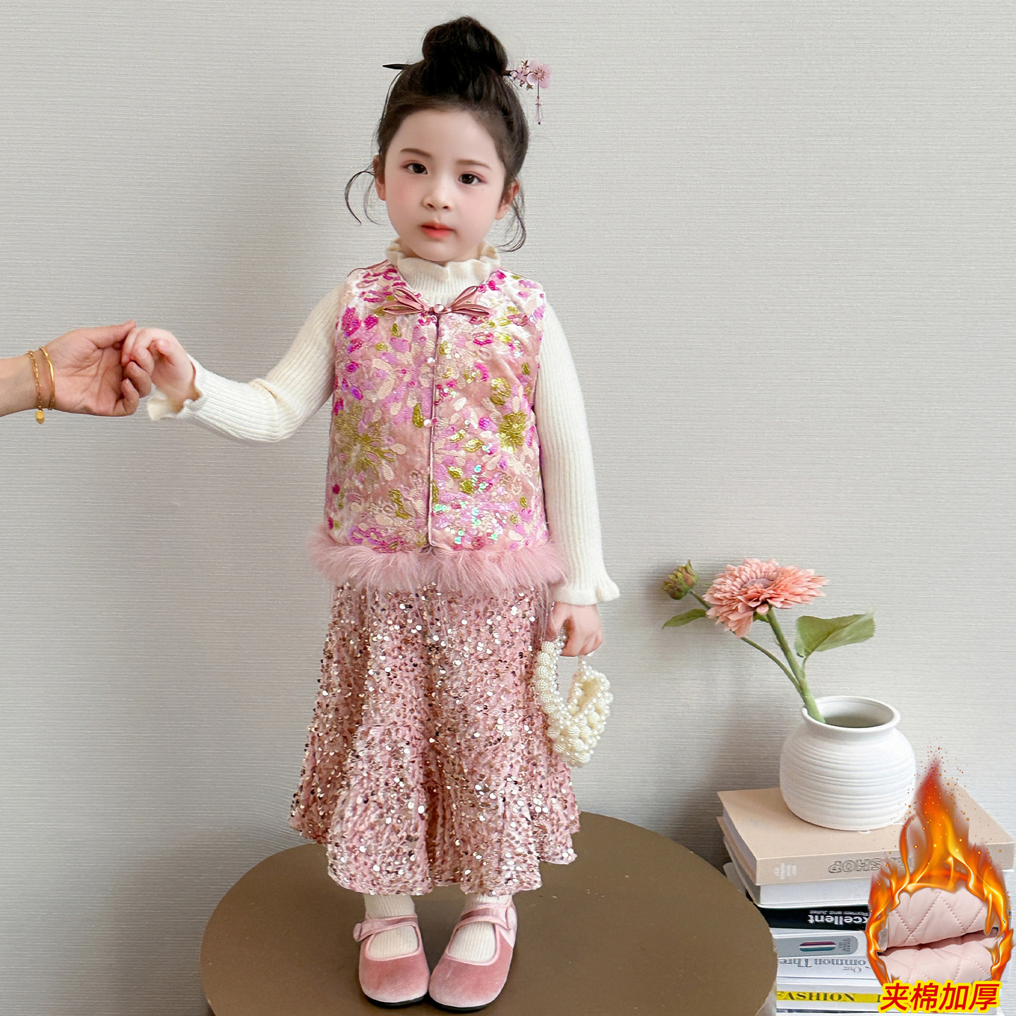 女童拜年服冬季加厚喜庆新中式儿童汉服套装国风宝宝新年装三件套,童装/婴儿装/亲子装,唐装,淘宝优惠券,粉丝福利购,淘宝优惠卷