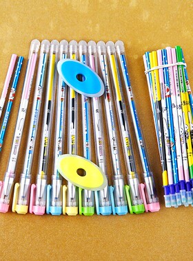透明杆10支装可擦笔3-5年级小学生用热磨魔力摩易消可擦中性笔晶蓝色黑色替芯水笔可檫笔芯女生儿童可爱卡通