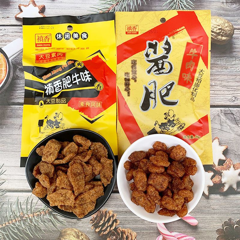 禛香酱肥牛肉味30g/包 禛香肥牛味素手撕牛肉 微辣素肉零食品小吃