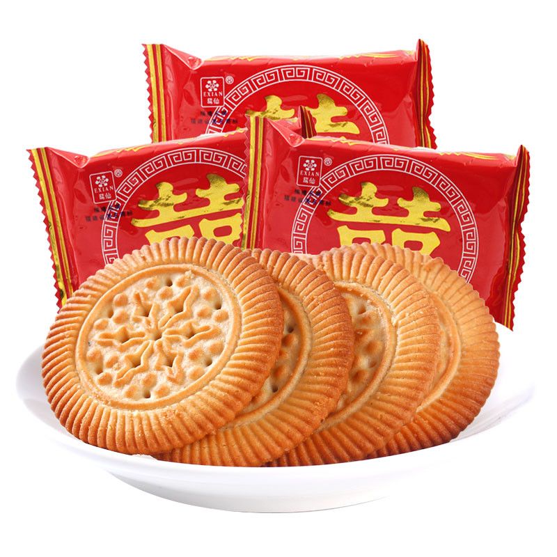 鵞仙双喜饼干500g整箱结婚婚庆伴手礼喜饼满月嫁女饼
