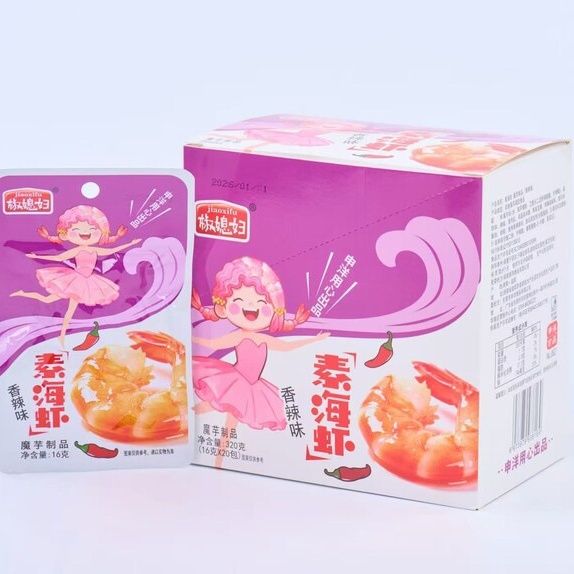 椒媳妇素海虾麻酱魔芋香辣小龙虾即食解馋开袋素虾仁小吃休闲零食