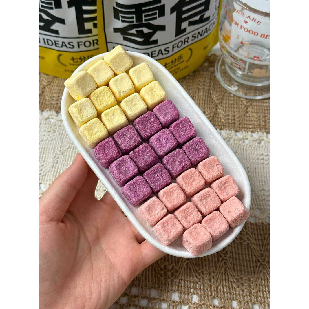 七分乐冻干彩色酸奶块水果草莓蓝莓黄桃果味追剧果干蜜饯网红零食