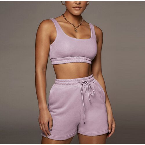 Women's high waisted lace up shorts vest set短裤背心套装女