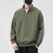 zip pullover Men half stand collar hoodie欧美男立领卫衣