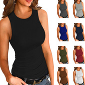 round tight neck Women solid color fitting vest纯色圆领背心