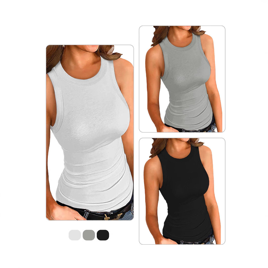 Women's solid color tight fitting vest女装纯色紧身背心