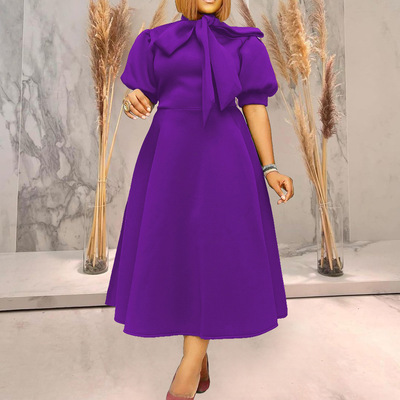 Short sleeved plus size evening party dress Western dresses