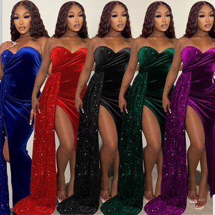 European and American fashion dress sexy party dress red 2xl