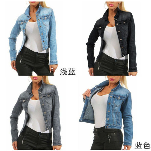 Women's denim top女士牛仔上衣修身显瘦夹克衫牛仔外套