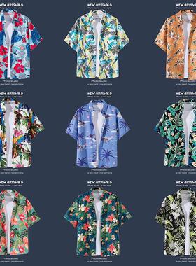 Couple's short sleeved floral shirt beachwear短袖花衬衫情侣