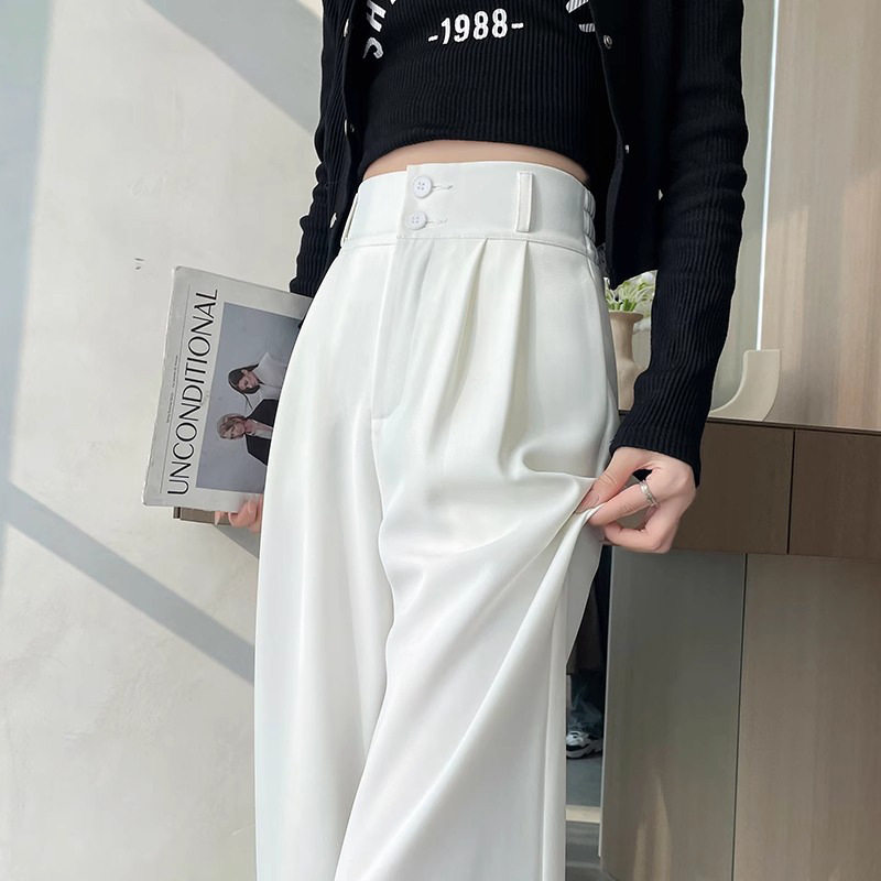 Casual suit pants, women ice silk wide leg pants休闲西装裤女