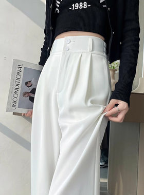 Casual suit pants, women ice silk wide leg pants休闲西装裤女