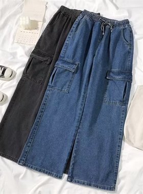 Women's hip-hop workwear, multi pocket jeans女嘻哈工装牛仔裤