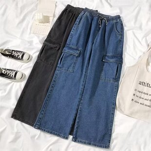 Women's hip-hop workwear, multi pocket jeans女嘻哈工装牛仔裤