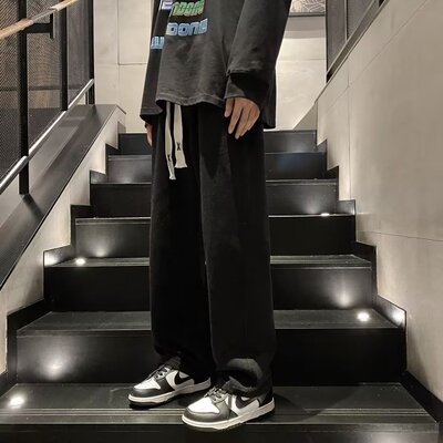 Jeans men's straight leg loose elastic pants牛仔裤男宽松弹力