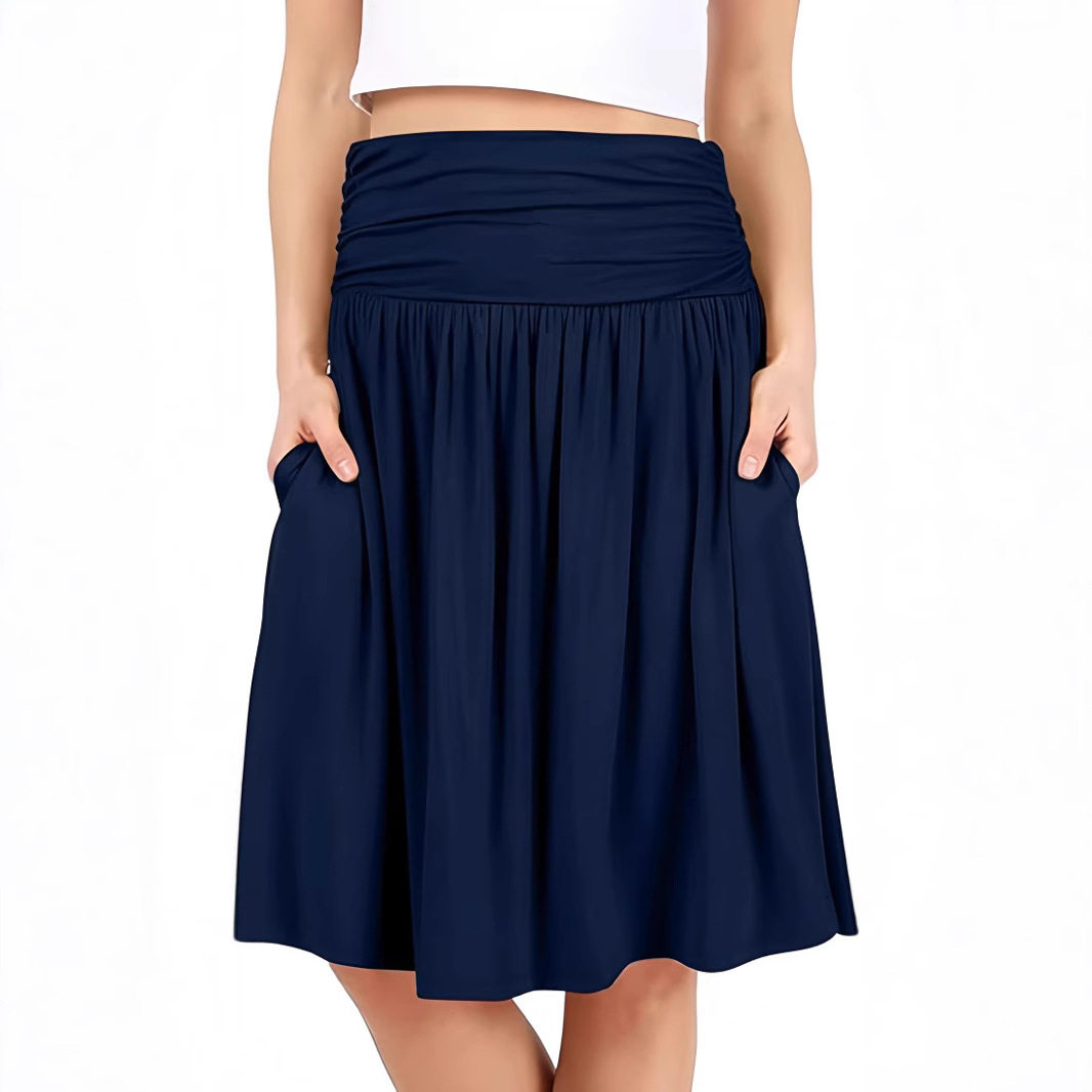 Women's pleated skirt with pockets女装褶皱口袋显瘦半身裙