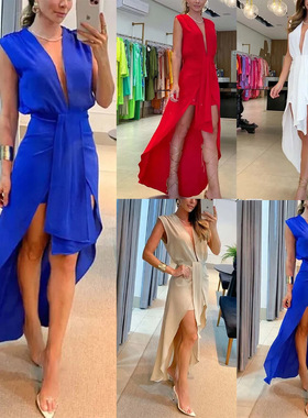 Female V-neck sleeveless double layered dressV领双层连衣裙