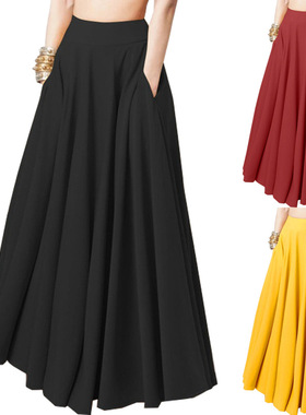 Plus size women solid color half length skirt pleated skirt