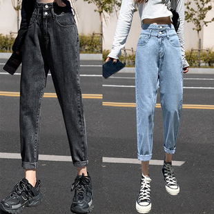 High waisted jeans, women's straight leg pants超高腰牛仔裤女