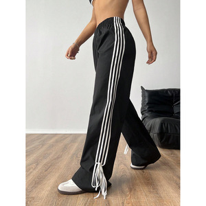 Women's sports and leisure high waisted loose wide leg pants