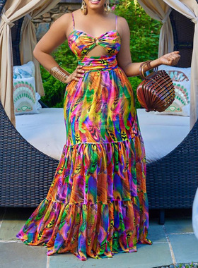 fashionable big sexy long dress dress suspenders style