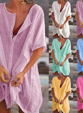 8XL plus size women's shirt, mid length short sleeved shirt