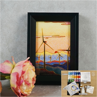 DIY掐丝珐琅彩画材料包《遇见西山》纯珐琅釉料 含练习图  教程