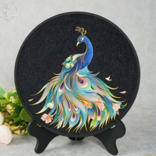 [新款]非遗工艺 掐丝珐琅彩画 《茶花雀翎》伴手礼 装饰画