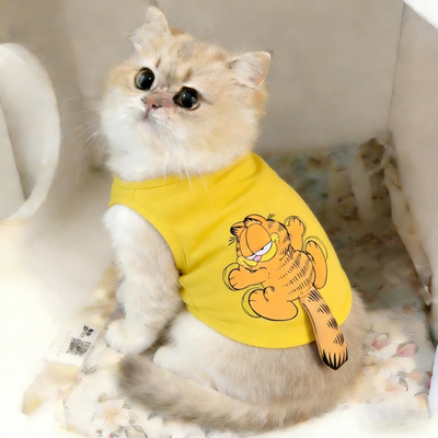 猫咪衣服春夏薄款可爱立体加菲猫尾巴背心布偶蓝猫幼猫小型犬服装