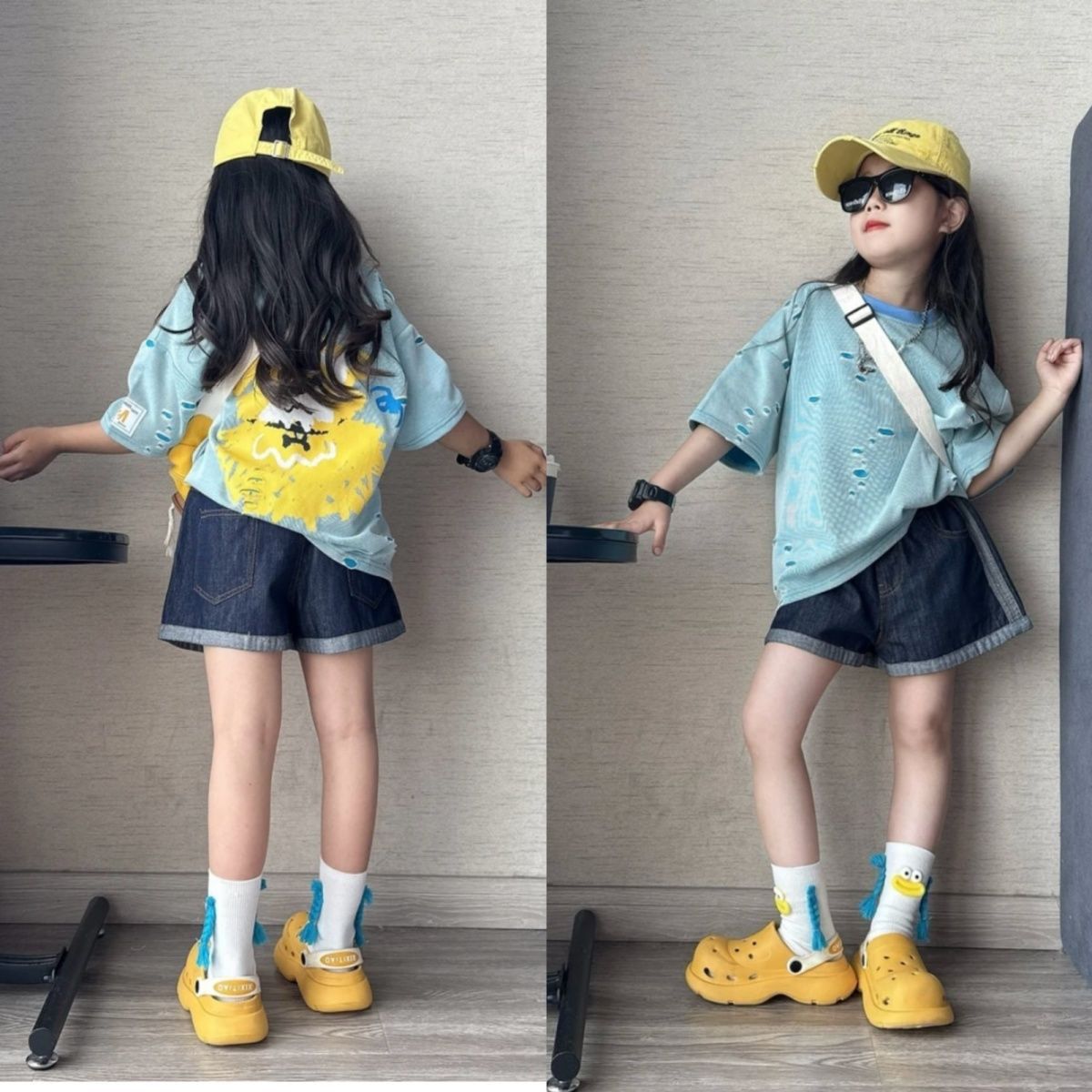 三亚海边度假多巴胺穿搭女童短裤