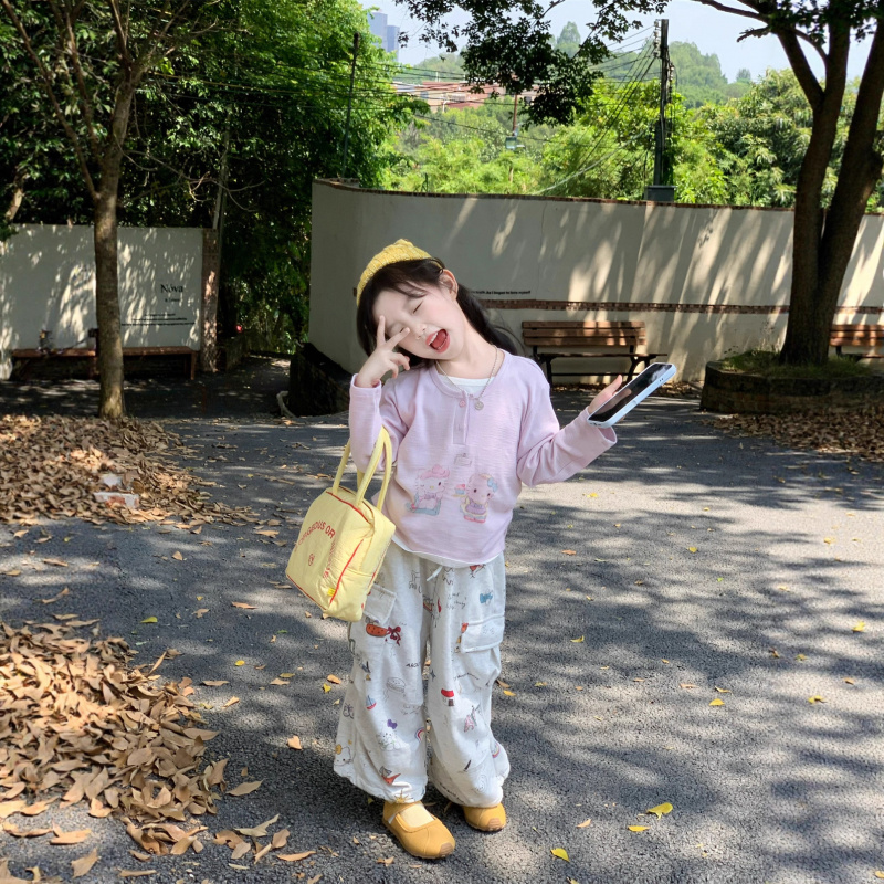 女童巨好看秋套装洋气卡通打底衫